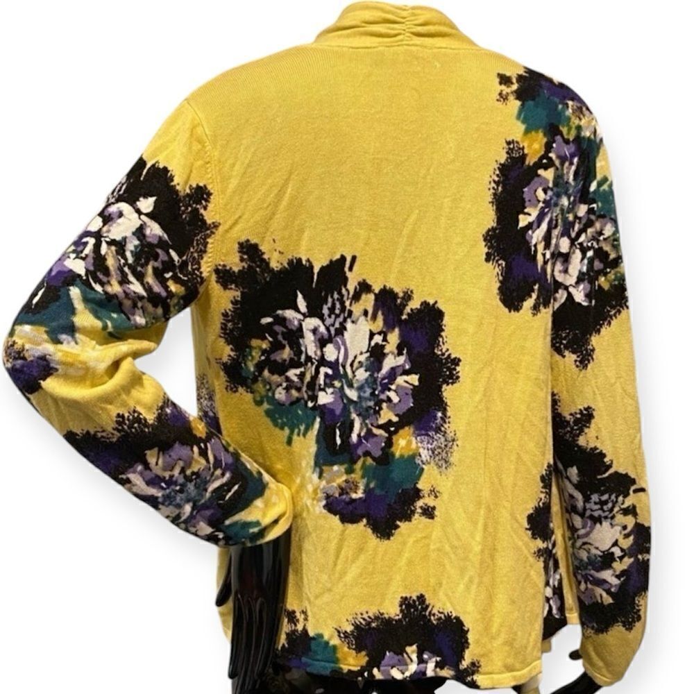 Soma Asymmetrical Floral Open Front Cardigan Size Medium - Picture 3 of 4
